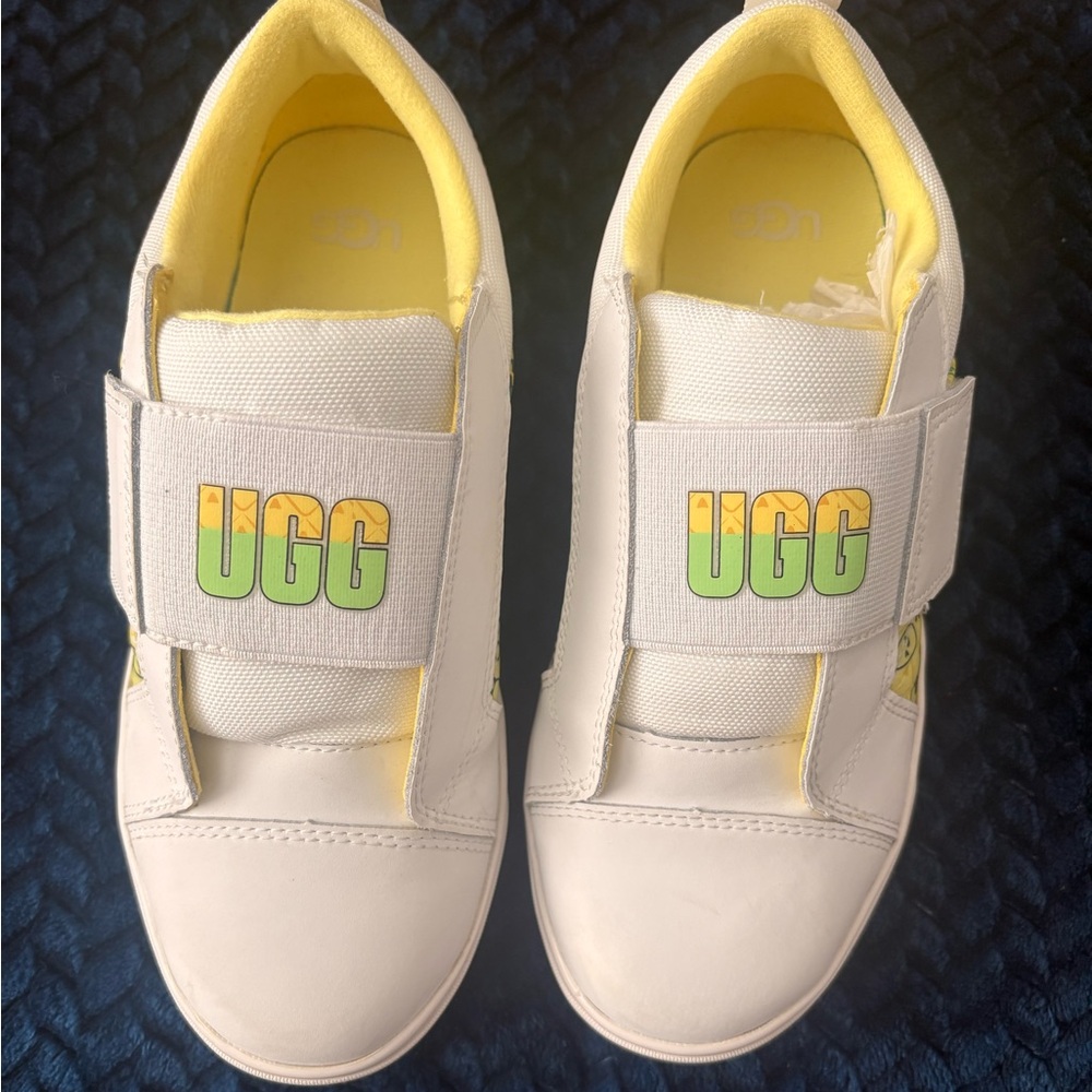 UGG Cream and Yellow Velcro Sneakers Kids size 3